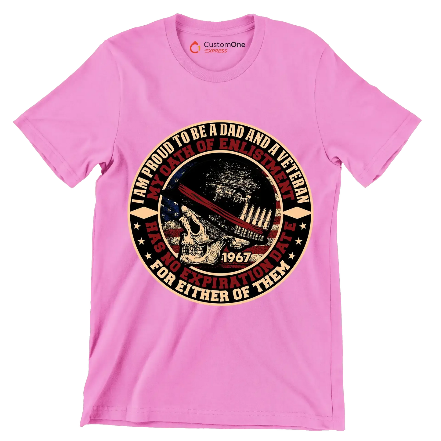 I am proud to be a dad and a veteran my oath of enlistment has no expiration date for either of them - Veterans Themed T-Shirt-Black-S-Custom One Express