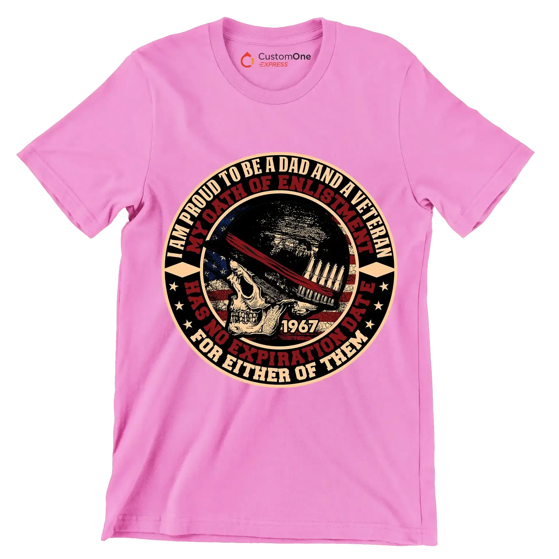 I am proud to be a dad and a veteran my oath of enlistment has no expiration date for either of them - Veterans Themed T-Shirt-Black-S-Custom One Express