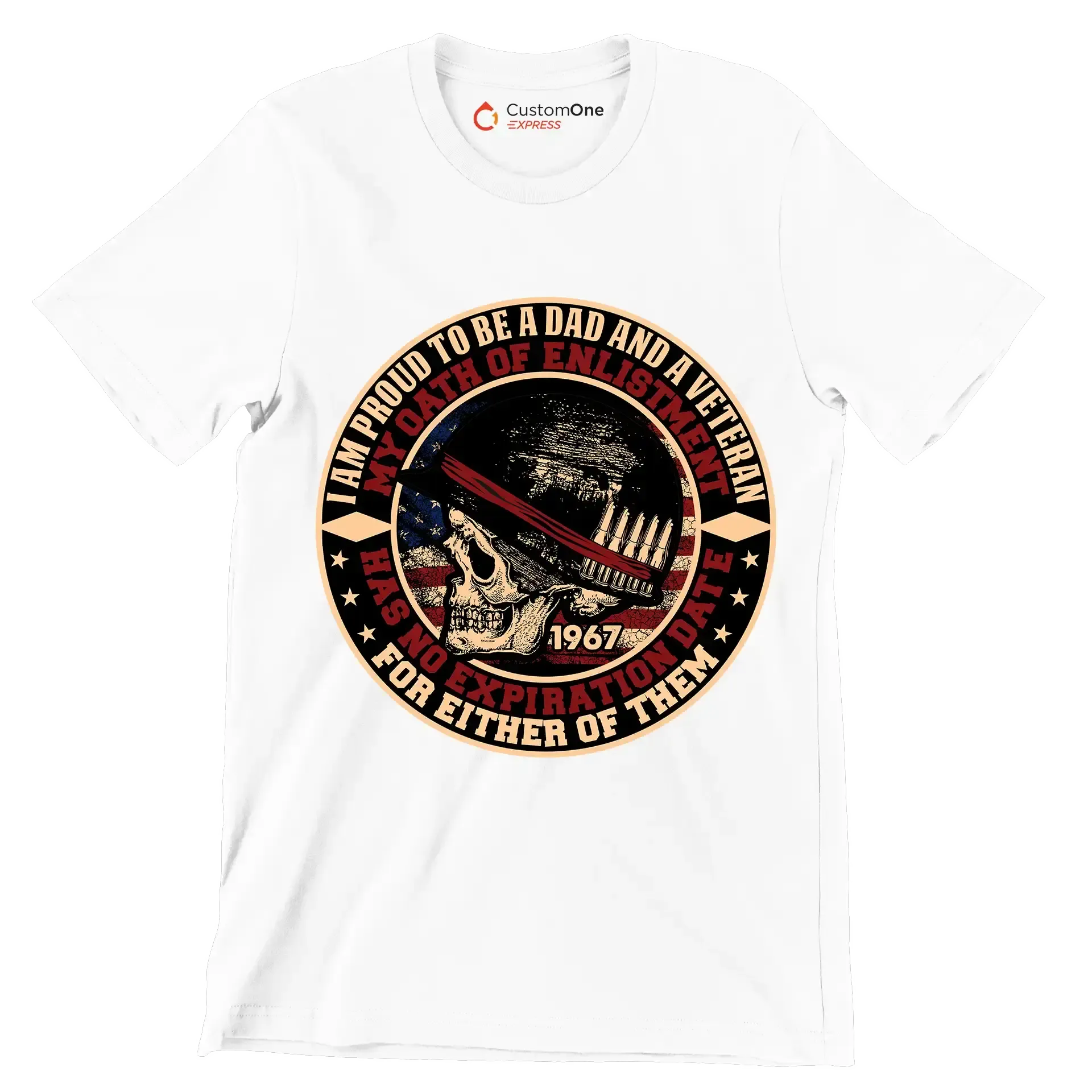 I am proud to be a dad and a veteran my oath of enlistment has no expiration date for either of them - Veterans Themed T-Shirt-Pink-S-Custom One Express