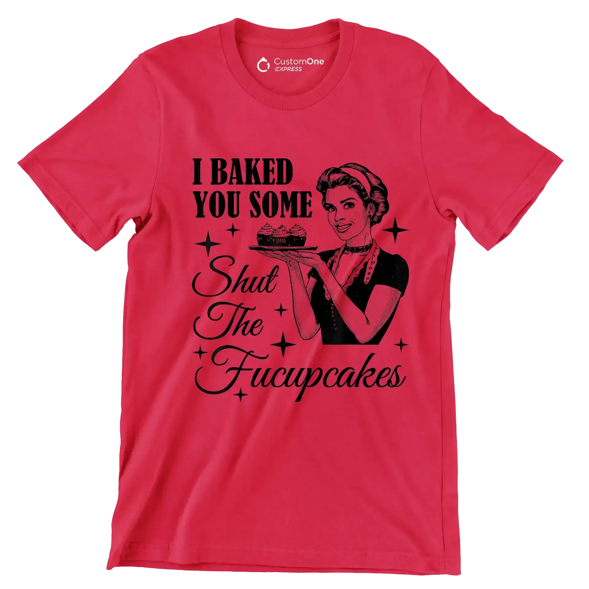 I baked you some shut the fucupcakes - Retro Themed T-Shirt-Red-S-Custom One Express