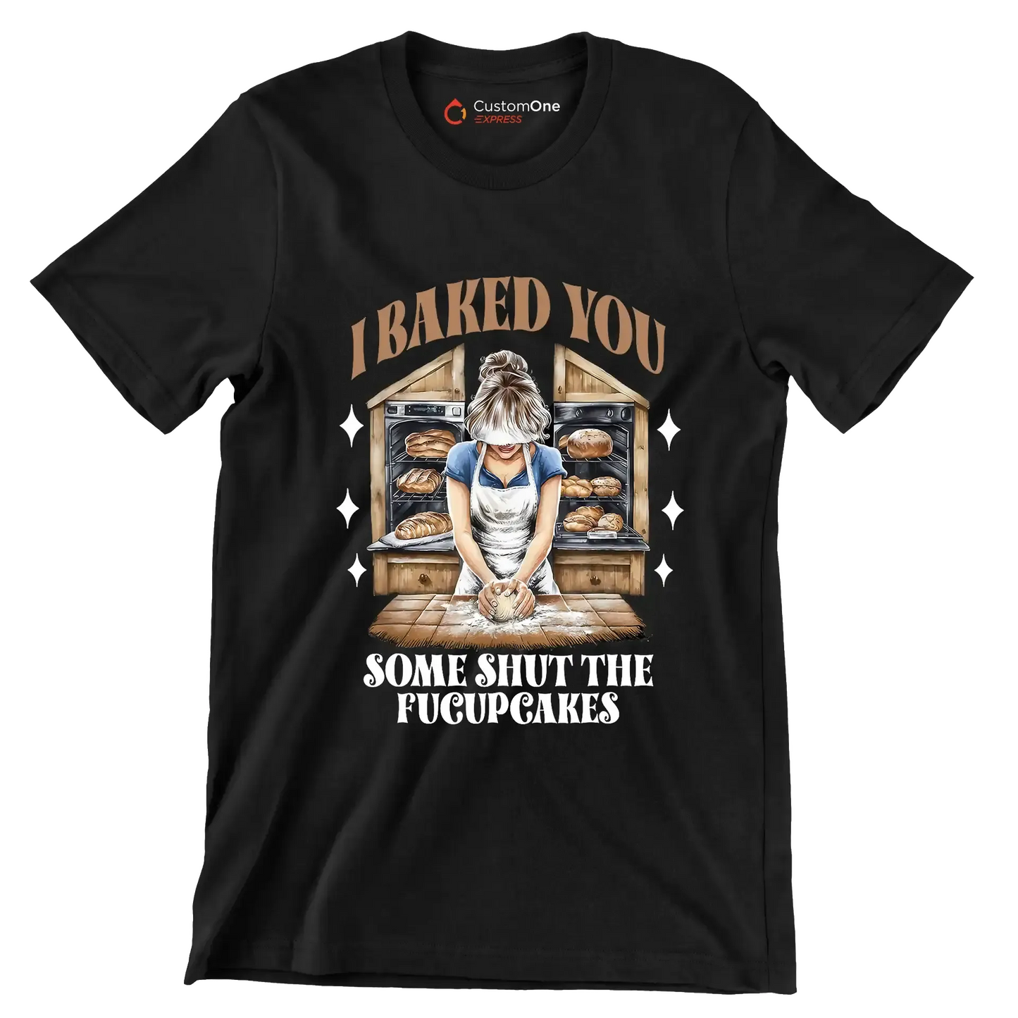 I baked you some shut up the fucupcakes - Retro Themed T-Shirt-Black-S-Custom One Express
