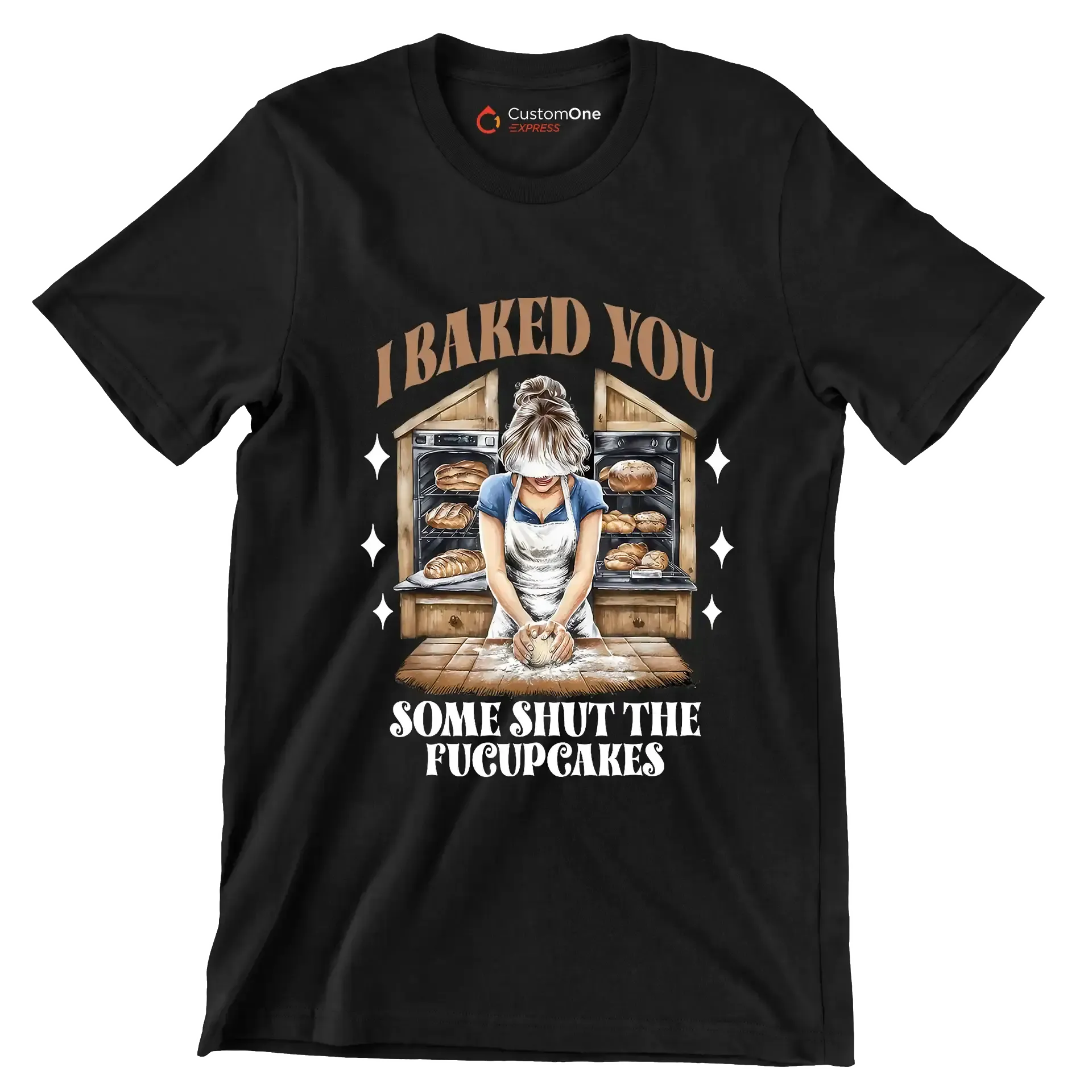 I baked you some shut up the fucupcakes - Retro Themed T-Shirt-Black-S-Custom One Express