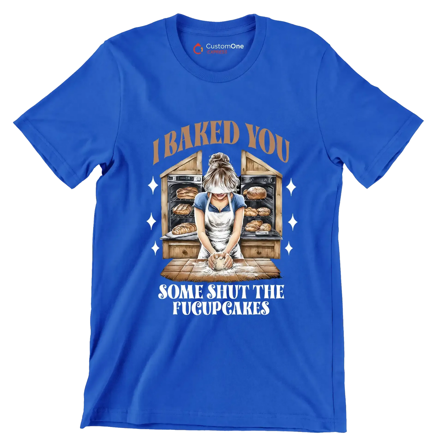 I baked you some shut up the fucupcakes - Retro Themed T-Shirt-Blue-S-Custom One Express