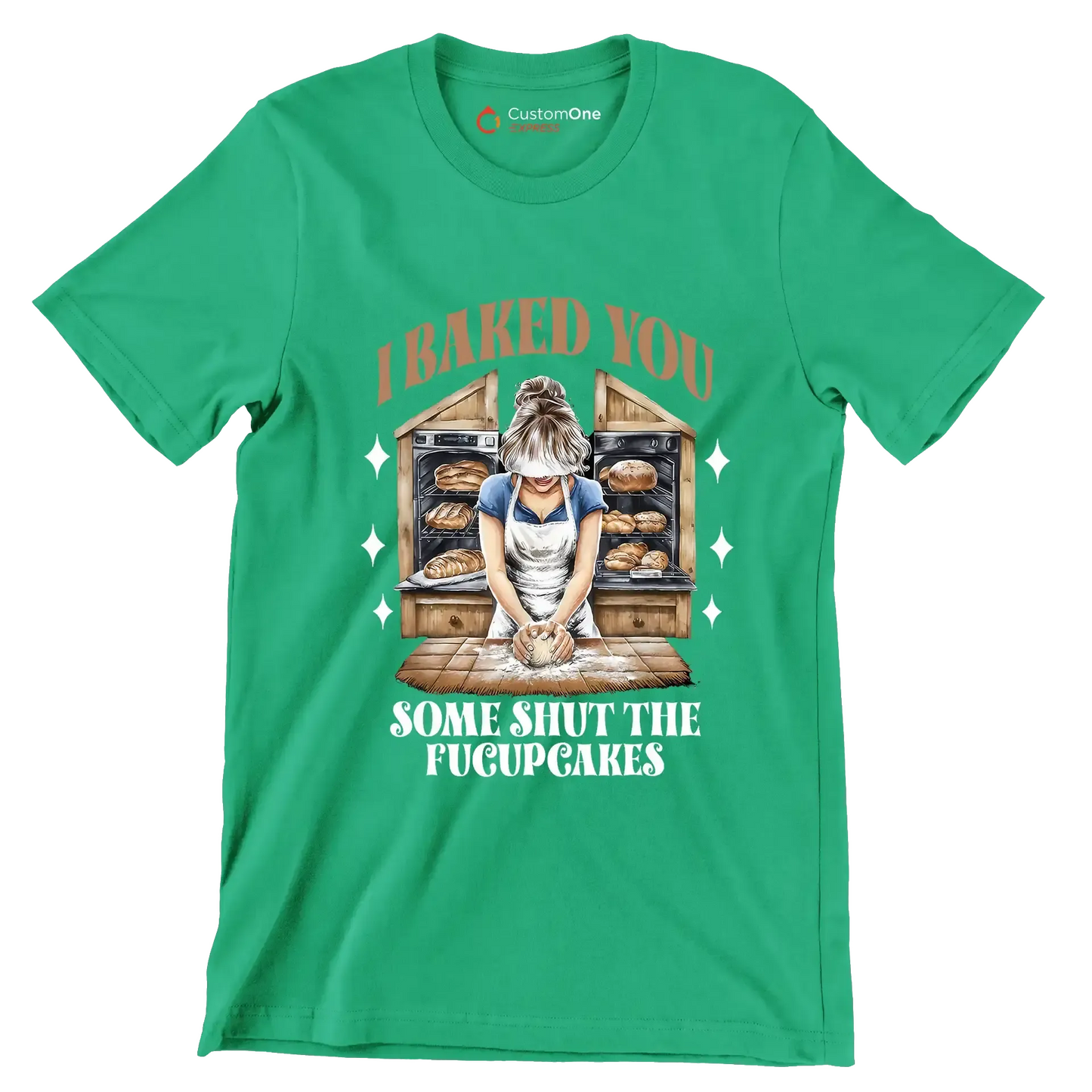 I baked you some shut up the fucupcakes - Retro Themed T-Shirt-Green-S-Custom One Express