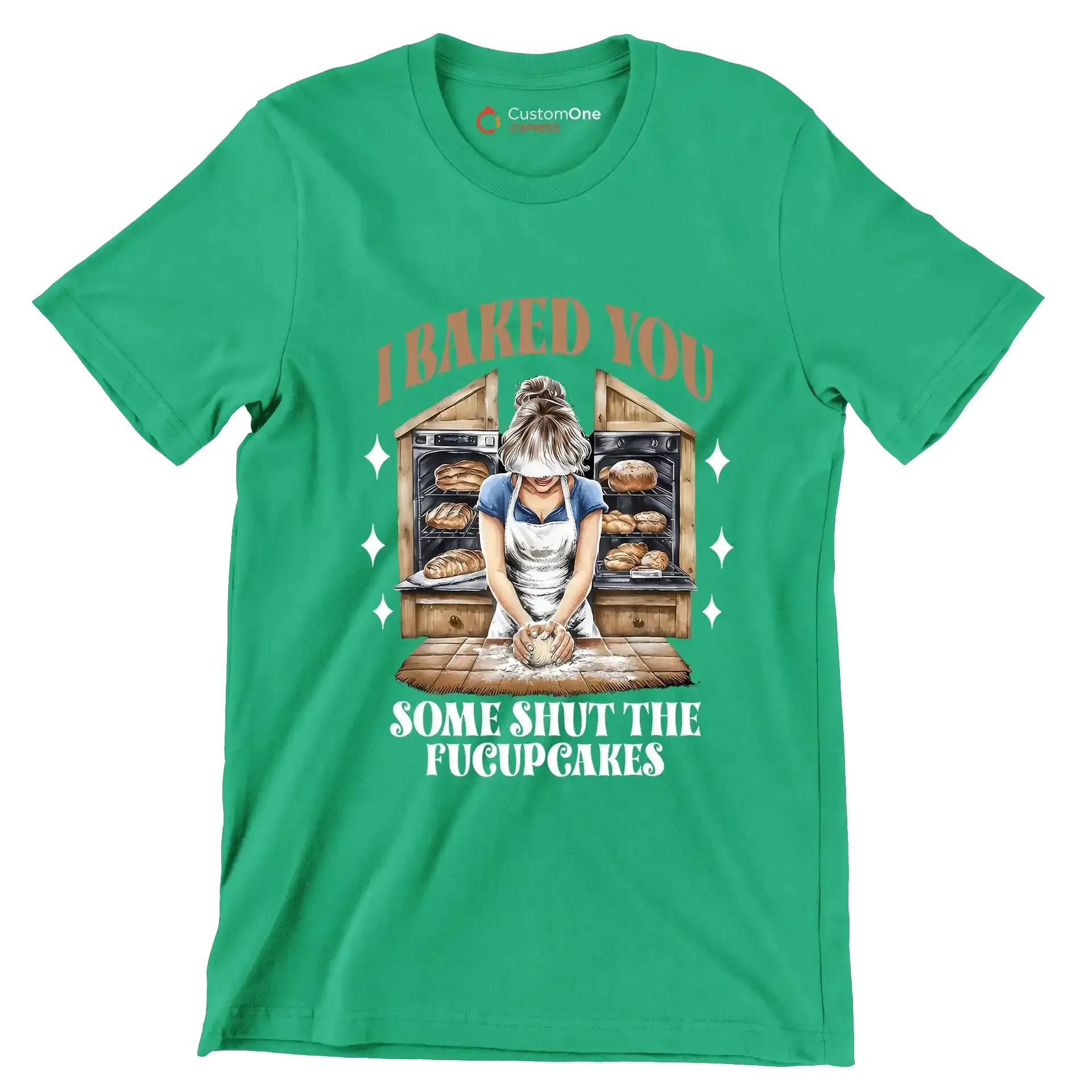 I baked you some shut up the fucupcakes - Retro Themed T-Shirt-Green-S-Custom One Express