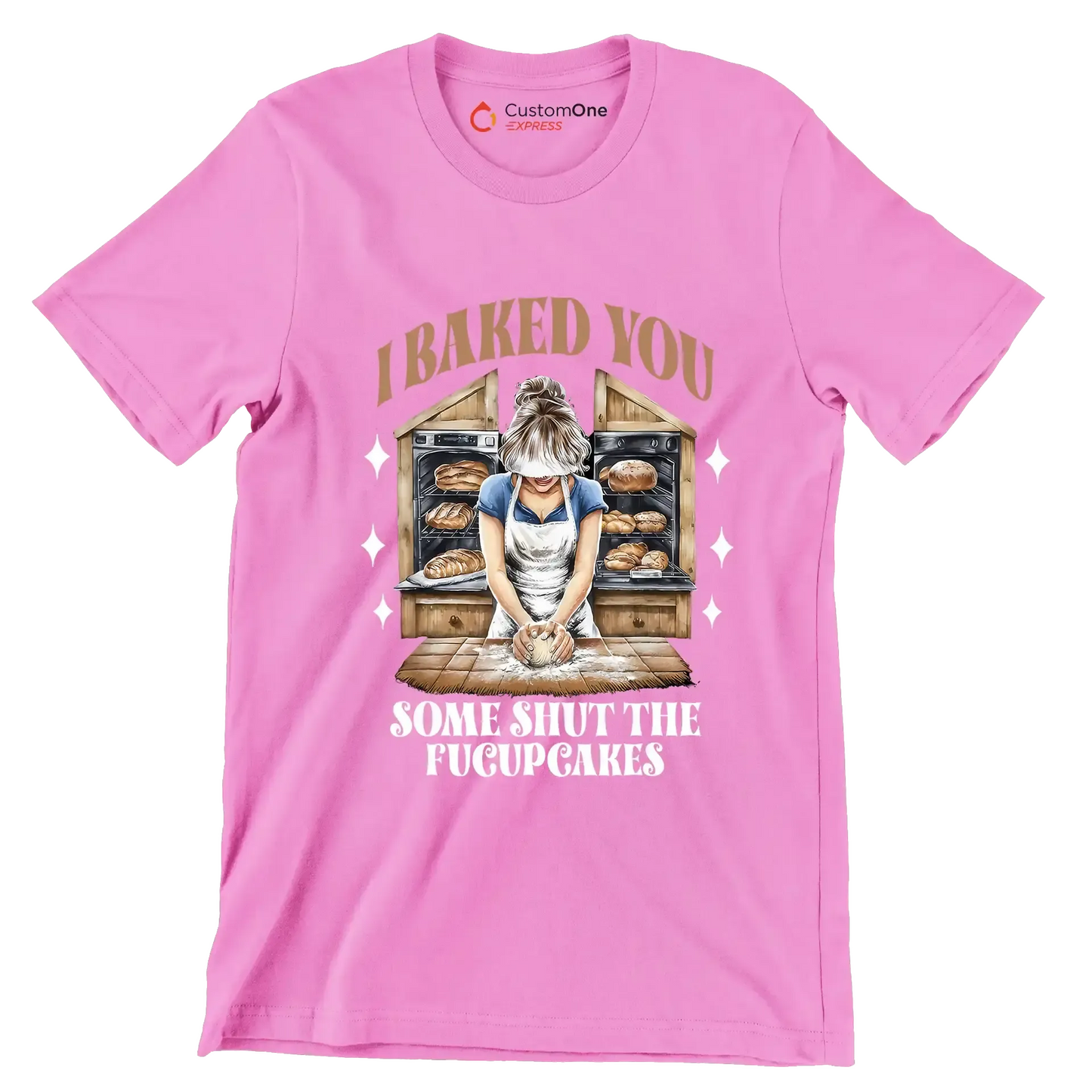 I baked you some shut up the fucupcakes - Retro Themed T-Shirt-Pink-S-Custom One Express