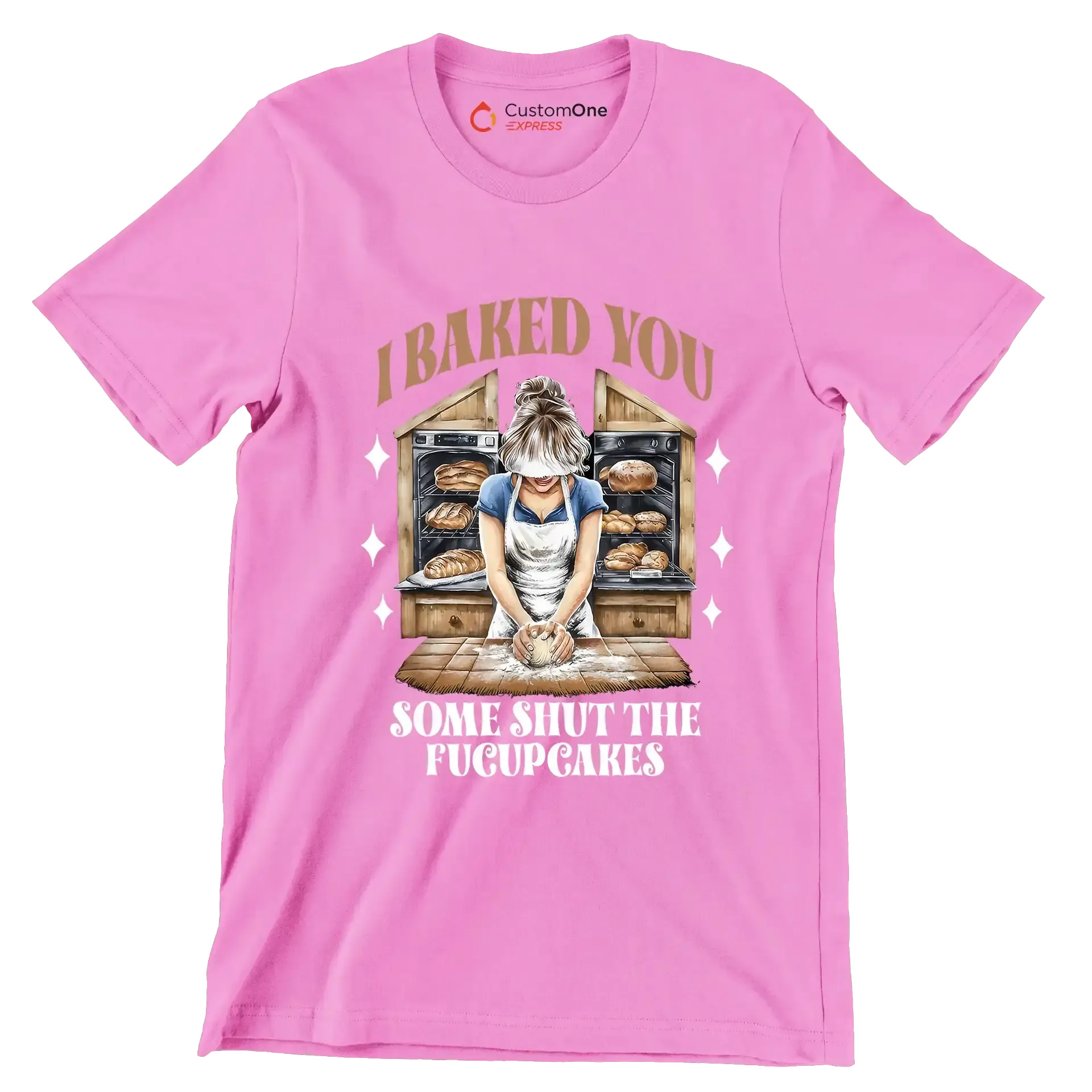 I baked you some shut up the fucupcakes - Retro Themed T-Shirt-Pink-S-Custom One Express