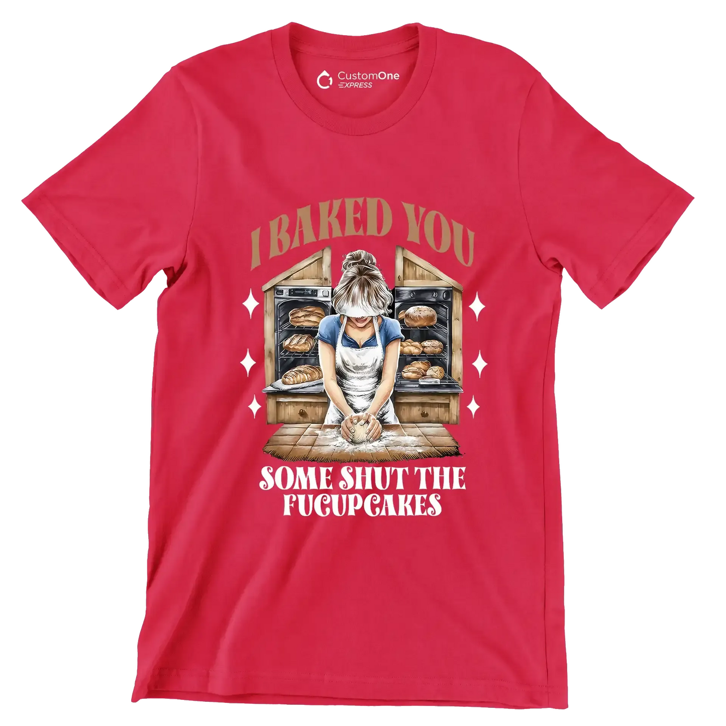 I baked you some shut up the fucupcakes - Retro Themed T-Shirt-Red-S-Custom One Express