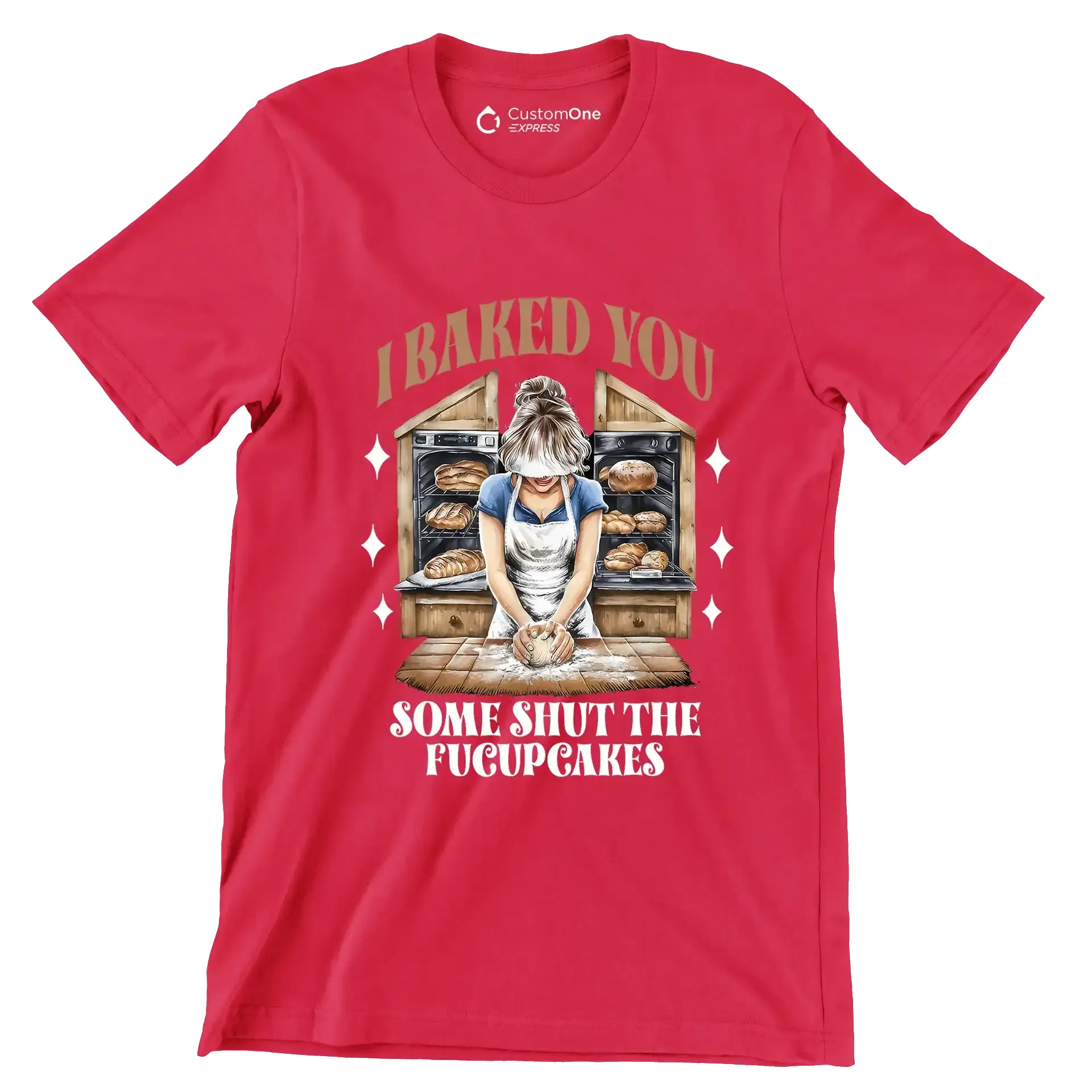 I baked you some shut up the fucupcakes - Retro Themed T-Shirt-Red-S-Custom One Express