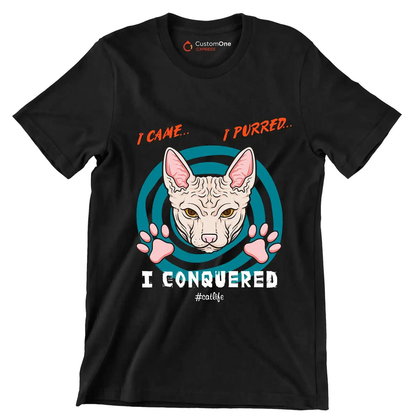 I came I purred I conquered Catlife - Cat Themed T-Shirt-Black-S-Custom One Express