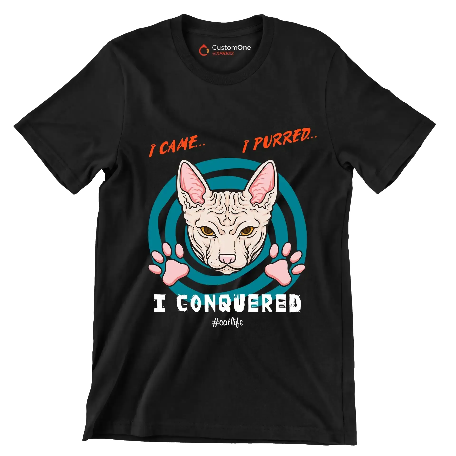 I came I purred I conquered Catlife - Cat Themed T-Shirt-Black-S-Custom One Express