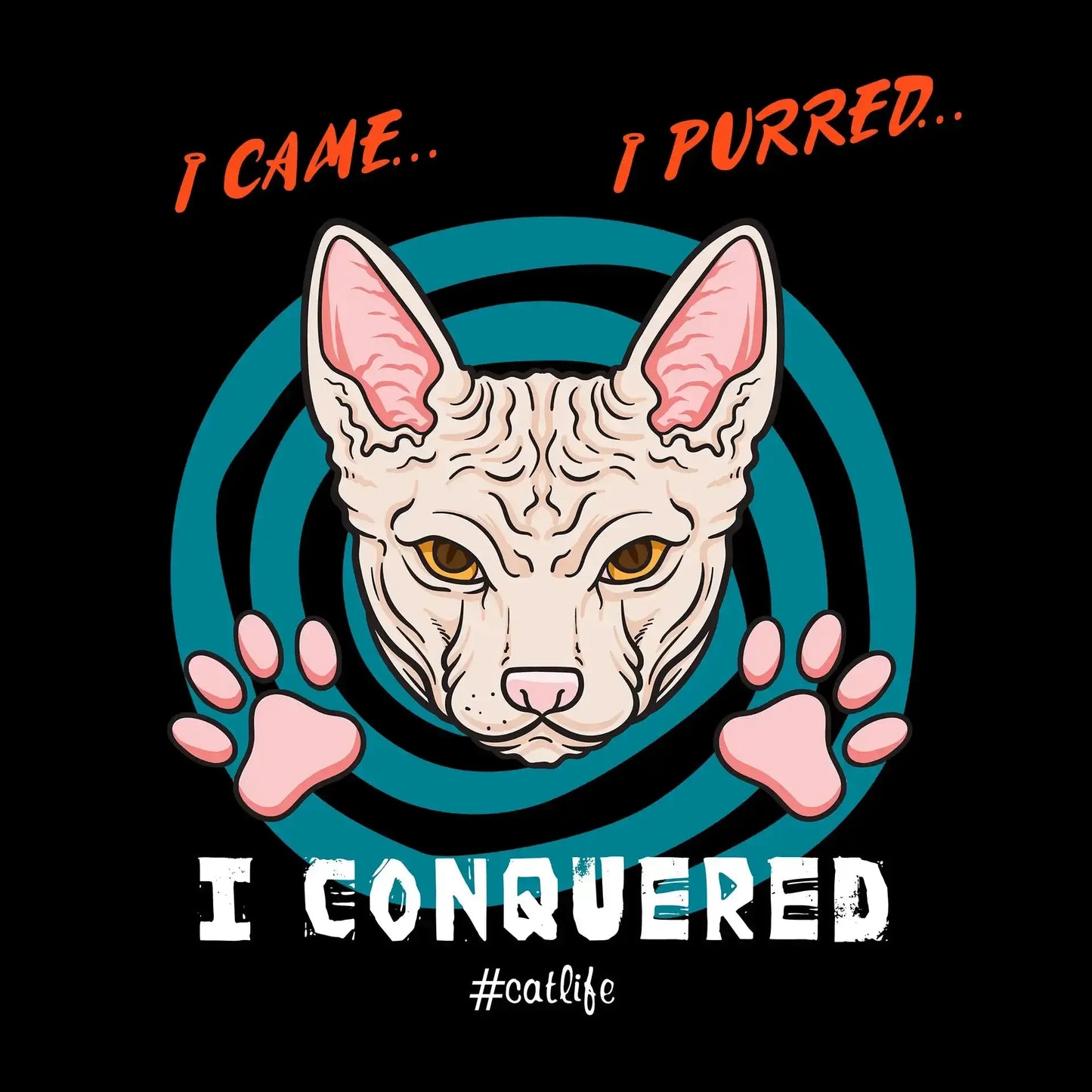 I came I purred I conquered Catlife - Cat Themed T-Shirt-Black-S-Custom One Express
