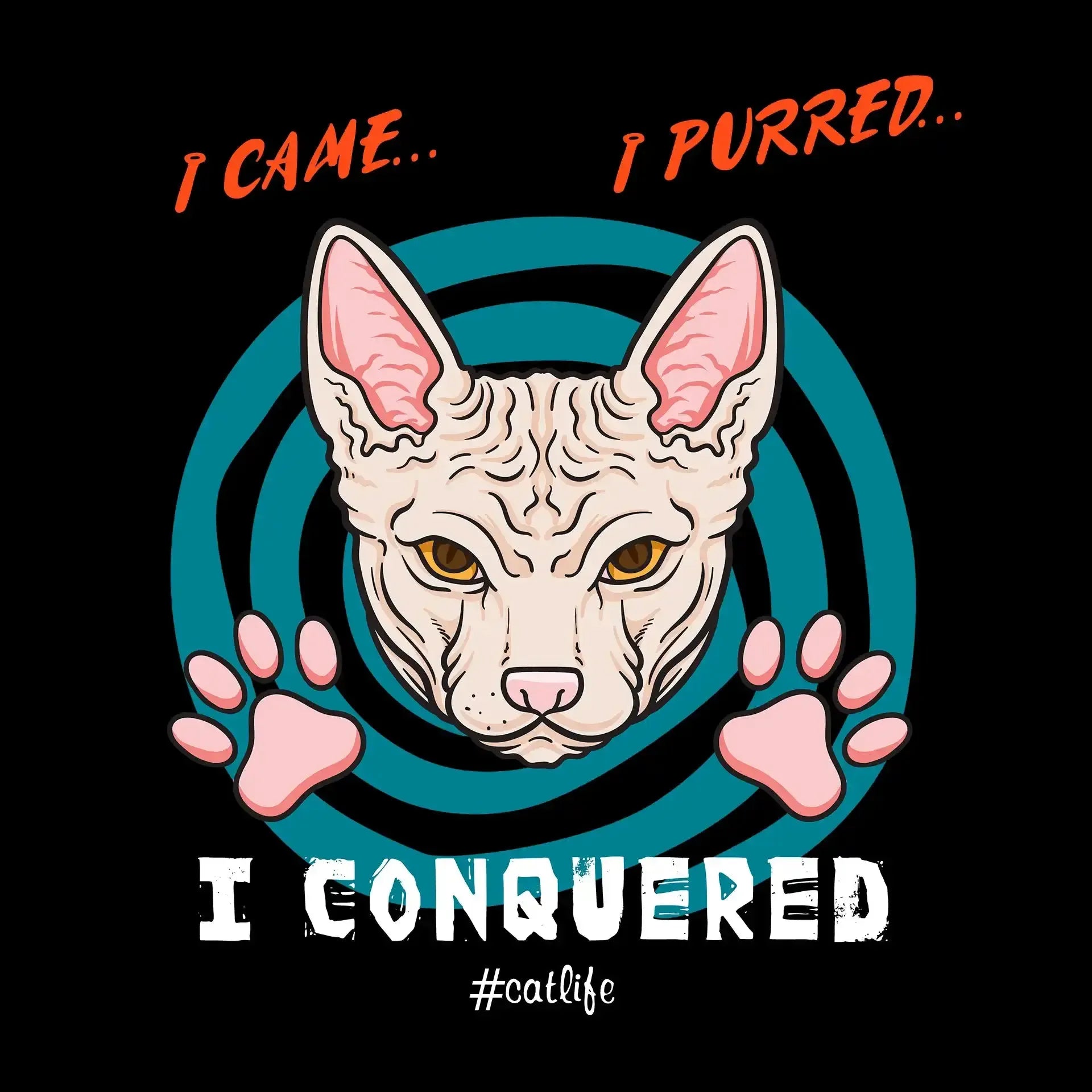 I came I purred I conquered Catlife - Cat Themed T-Shirt-Black-S-Custom One Express