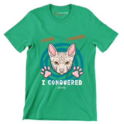 I came I purred I conquered Catlife - Cat Themed T-Shirt-Black-S-Custom One Express