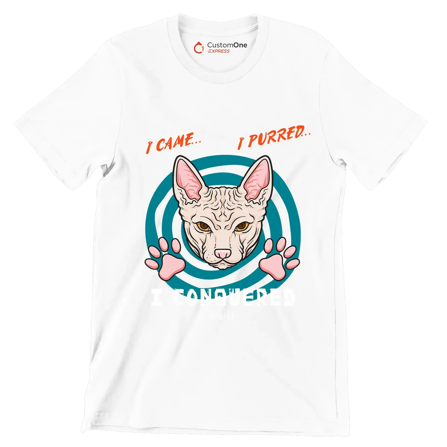 I came I purred I conquered Catlife - Cat Themed T-Shirt-White-S-Custom One Express