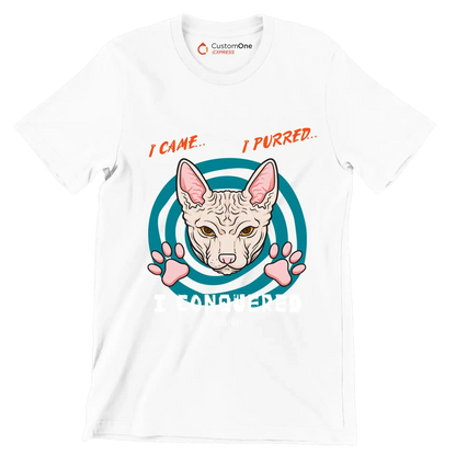I came I purred I conquered Catlife - Cat Themed T-Shirt-White-S-Custom One Express