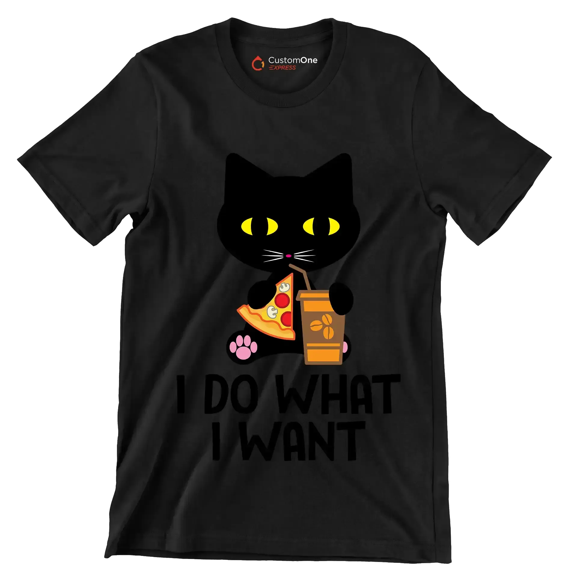 I do what I want - Cat Themed T-Shirt-Black-S-Custom One Express