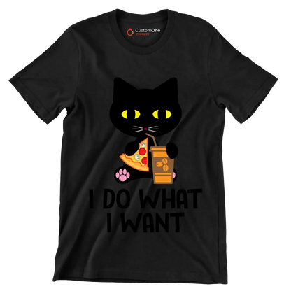 I do what I want - Cat Themed T-Shirt-Black-S-Custom One Express
