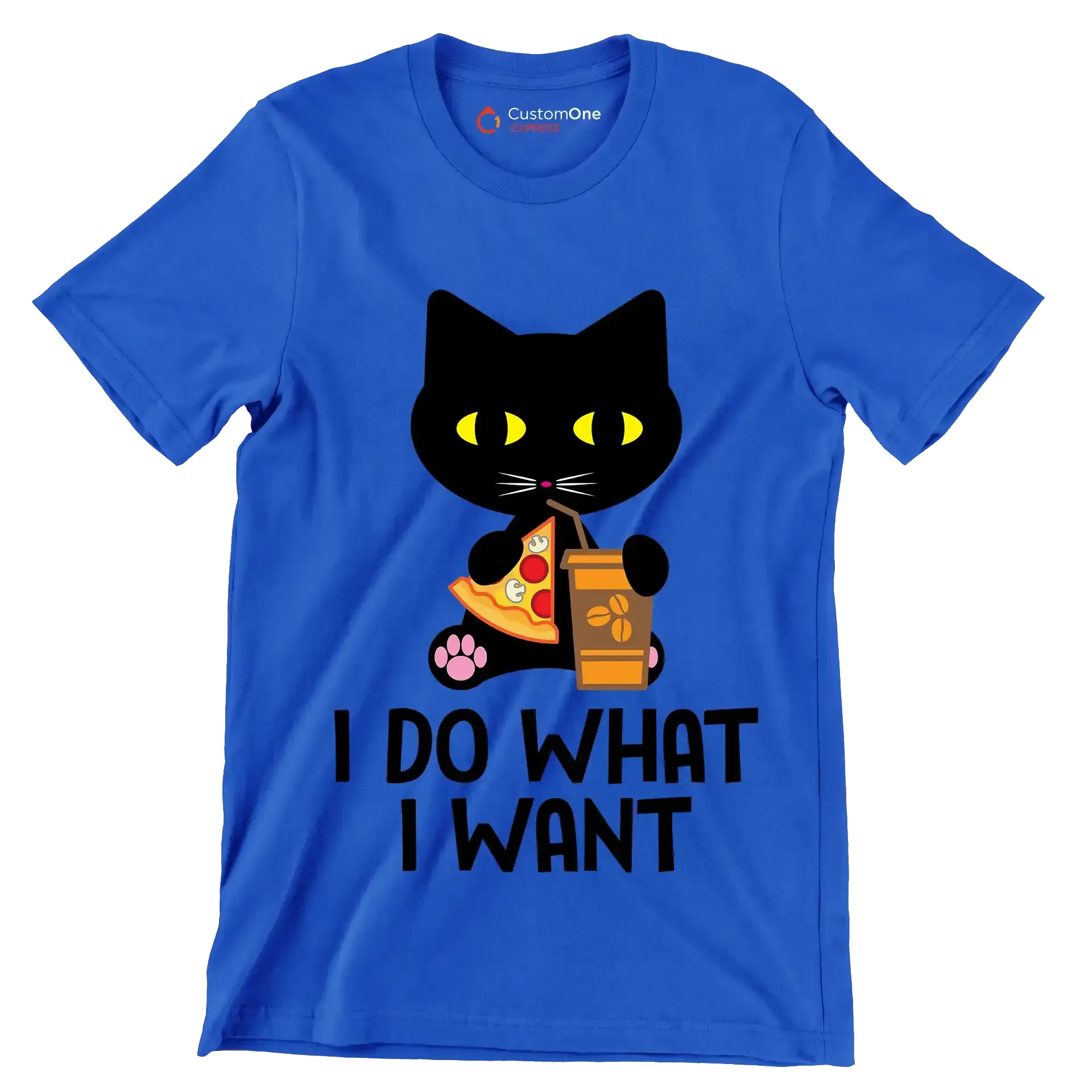 I do what I want - Cat Themed T-Shirt-Blue-S-Custom One Express