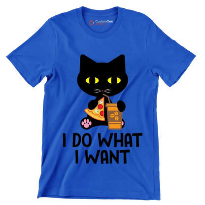 I do what I want - Cat Themed T-Shirt-Blue-S-Custom One Express