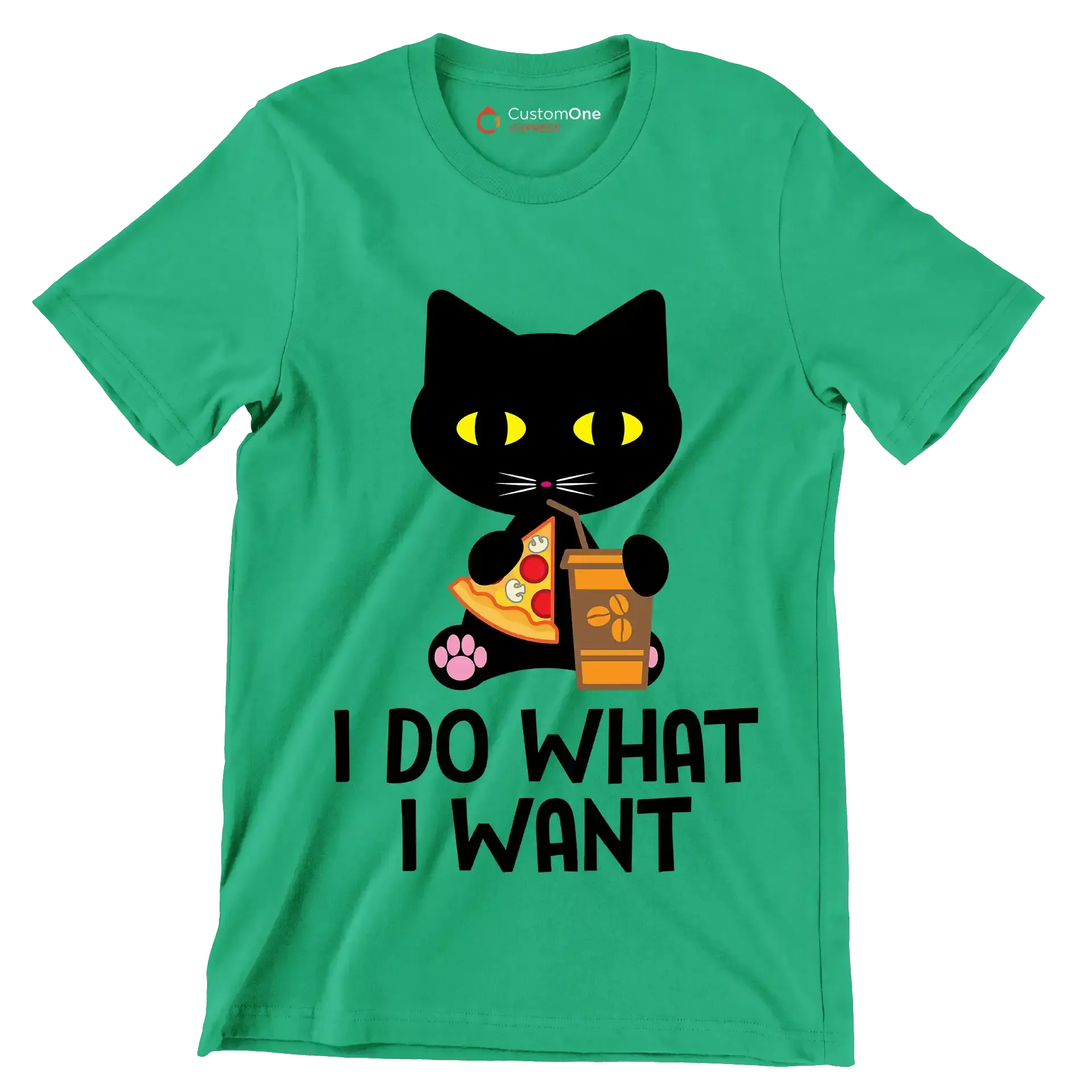 I do what I want - Cat Themed T-Shirt-Green-S-Custom One Express