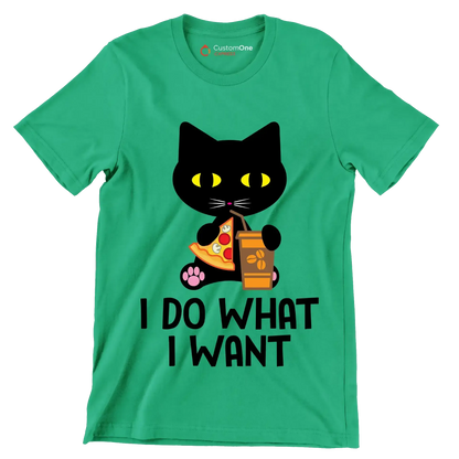 I do what I want - Cat Themed T-Shirt-Green-S-Custom One Express