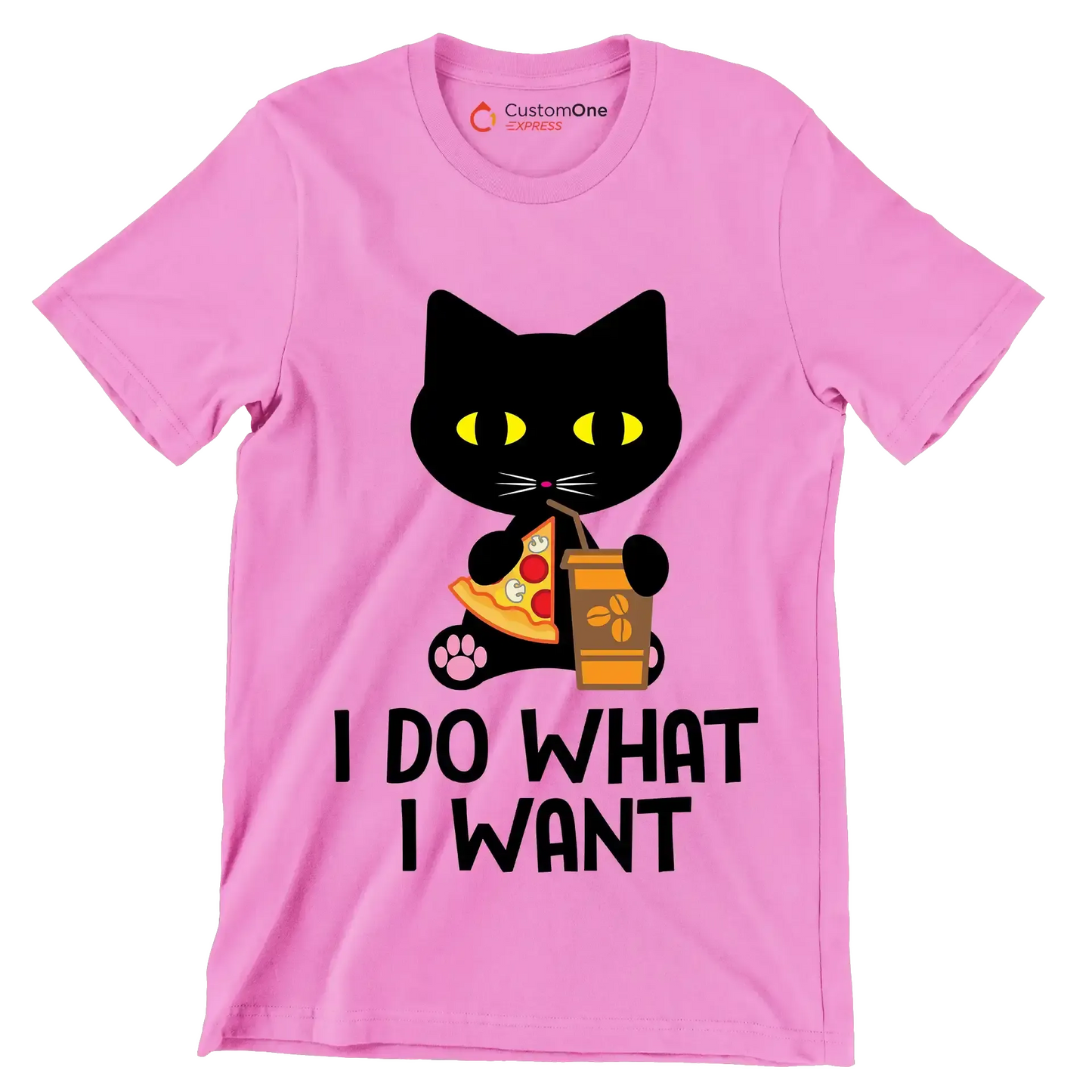 I do what I want - Cat Themed T-Shirt-Pink-S-Custom One Express