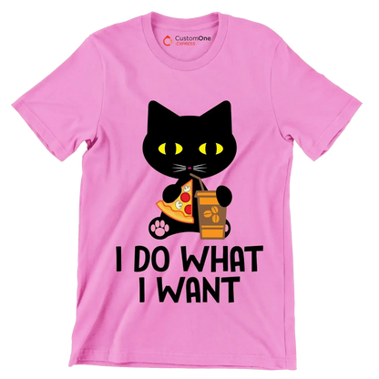 I do what I want - Cat Themed T-Shirt-Pink-S-Custom One Express