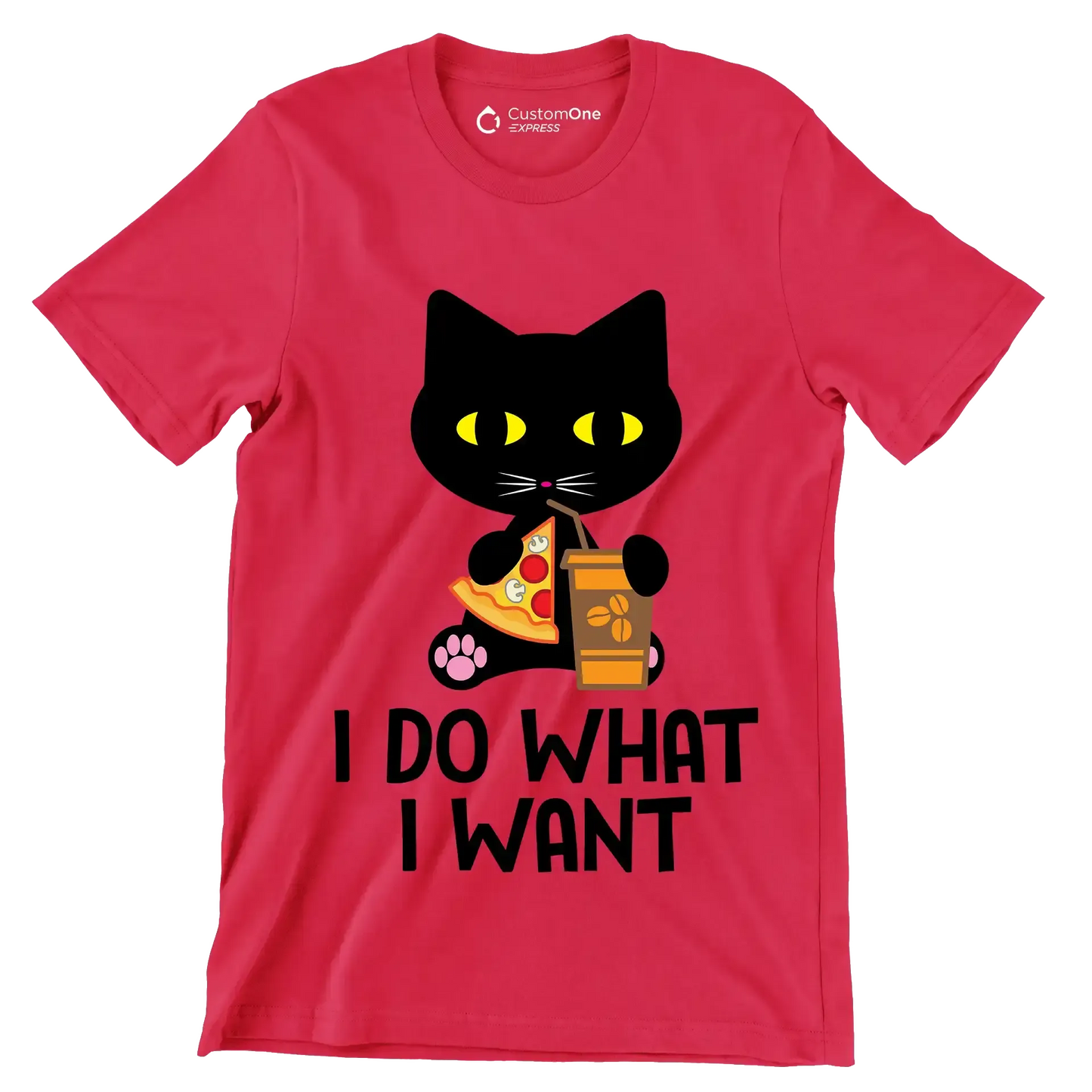 I do what I want - Cat Themed T-Shirt-Red-S-Custom One Express