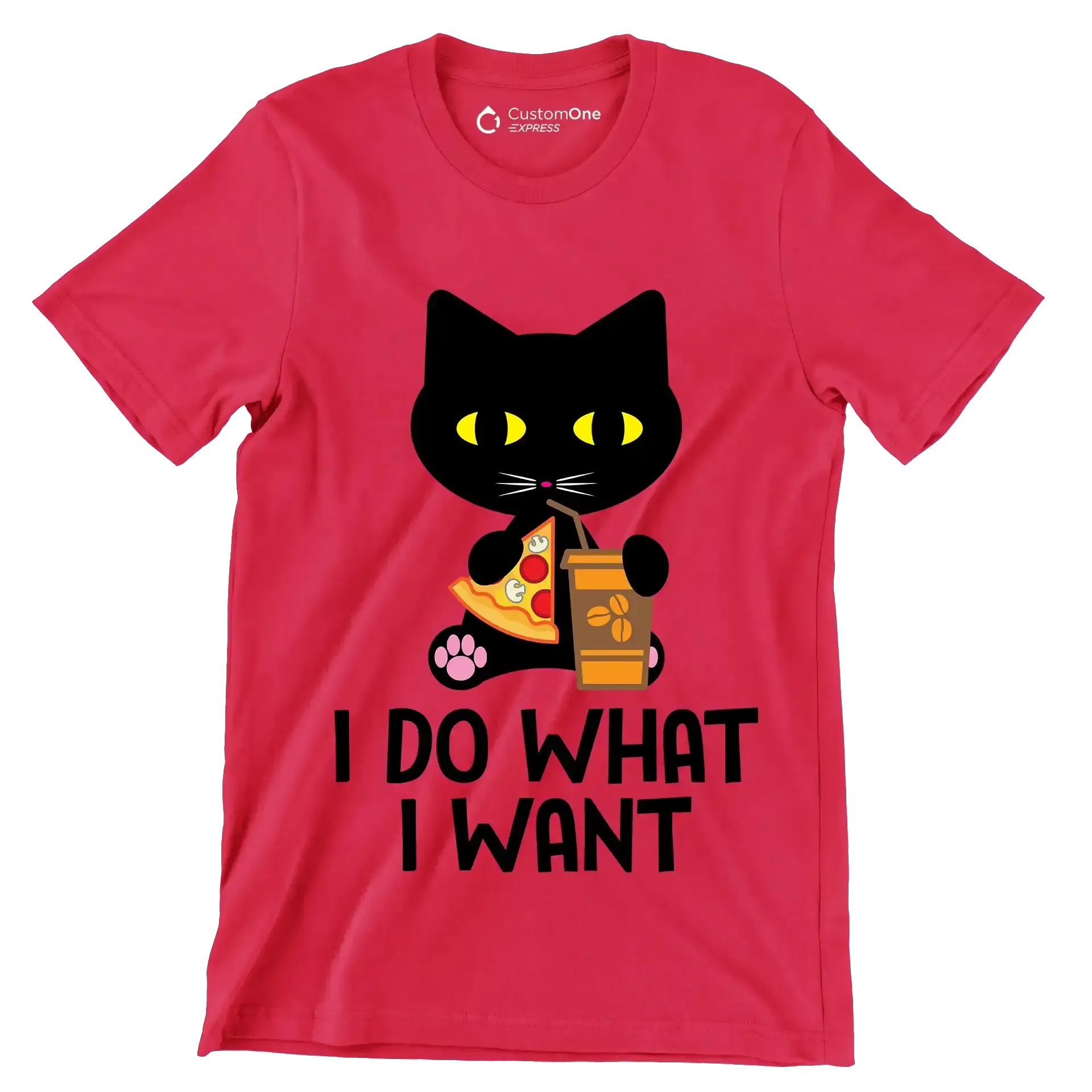 I do what I want - Cat Themed T-Shirt-Red-S-Custom One Express