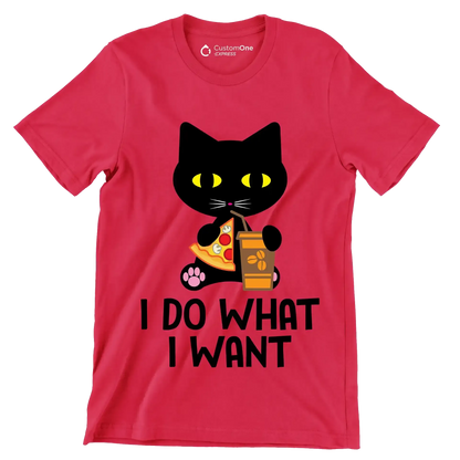 I do what I want - Cat Themed T-Shirt-Red-S-Custom One Express