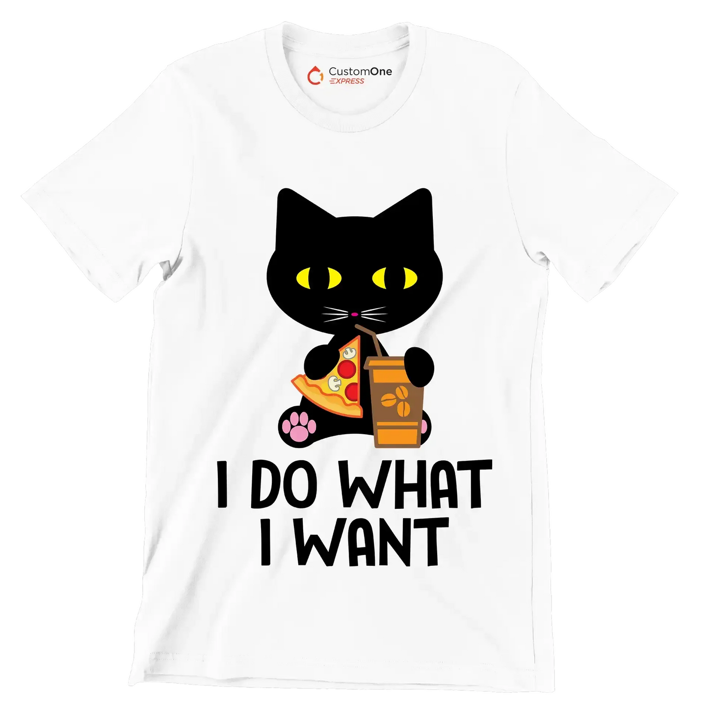 I do what I want - Cat Themed T-Shirt-White-S-Custom One Express