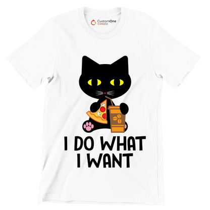 I do what I want - Cat Themed T-Shirt-White-S-Custom One Express