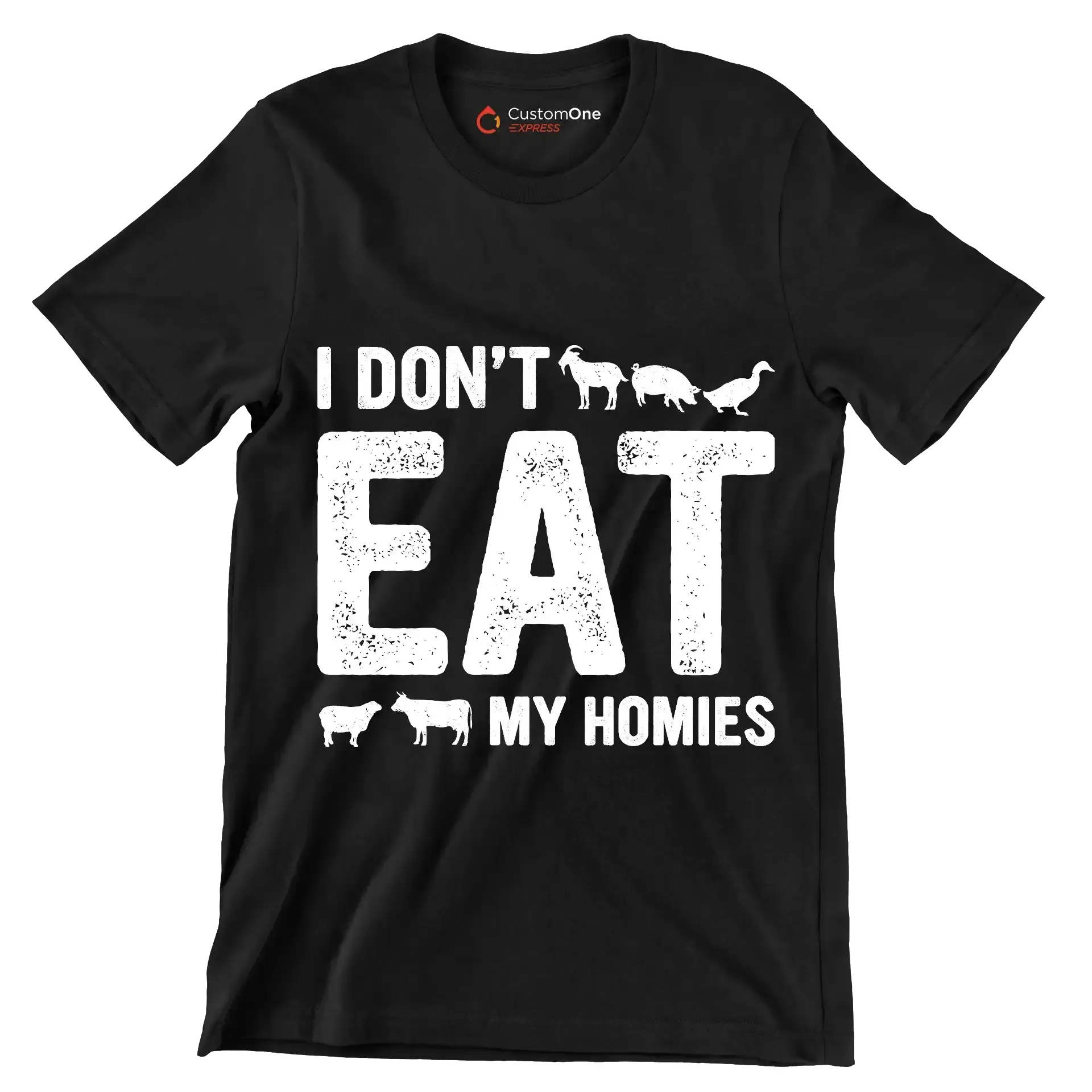 I don't eat my homies - Vegan Themed T-Shirt-Black-S-Custom One Express