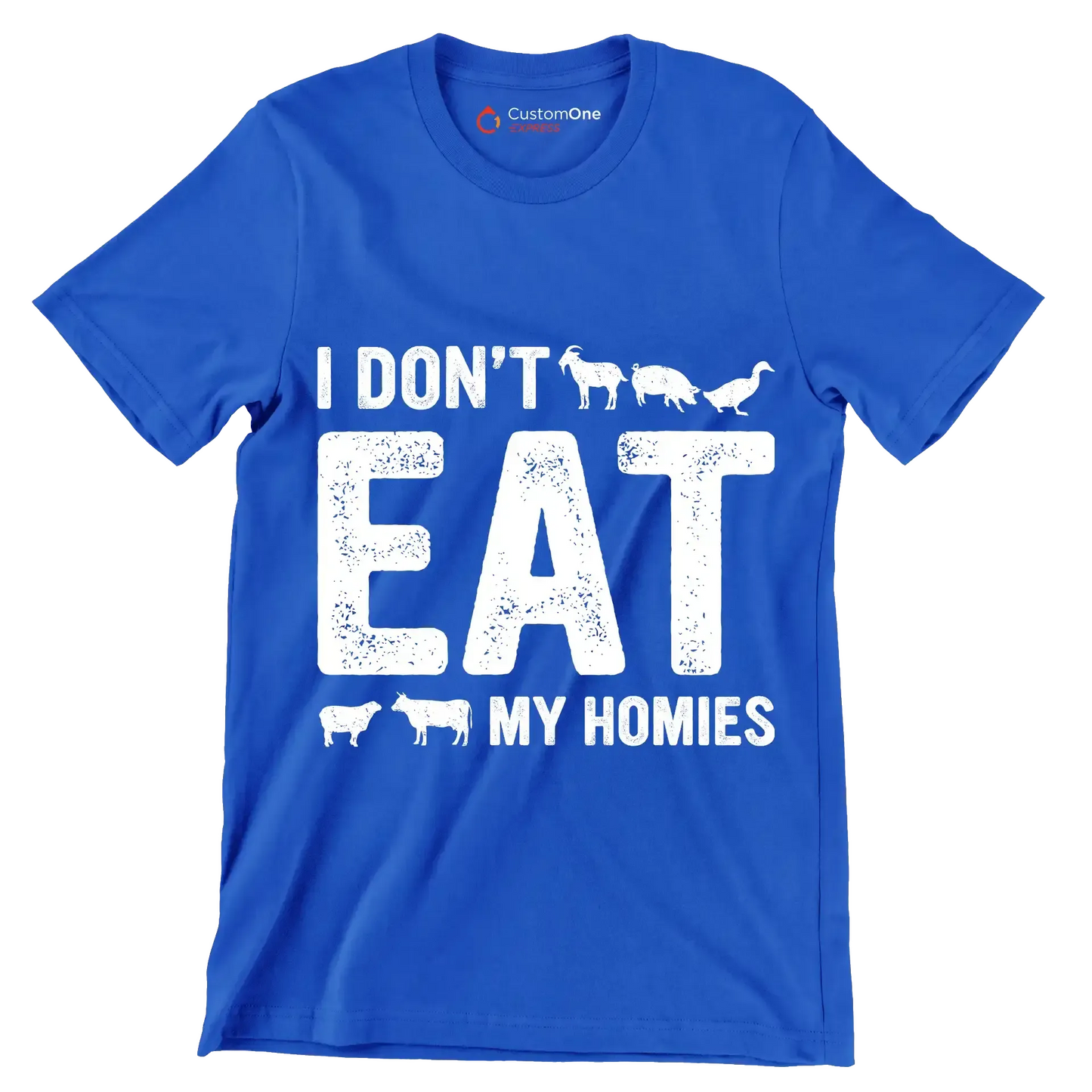 I don't eat my homies - Vegan Themed T-Shirt-Blue-S-Custom One Express