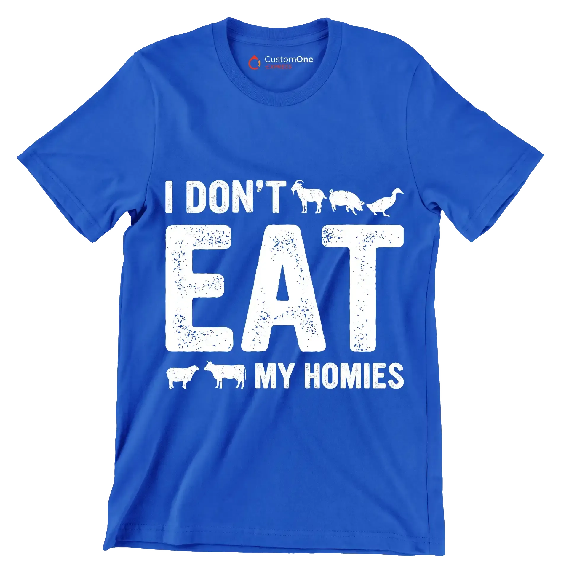 I don't eat my homies - Vegan Themed T-Shirt-Blue-S-Custom One Express