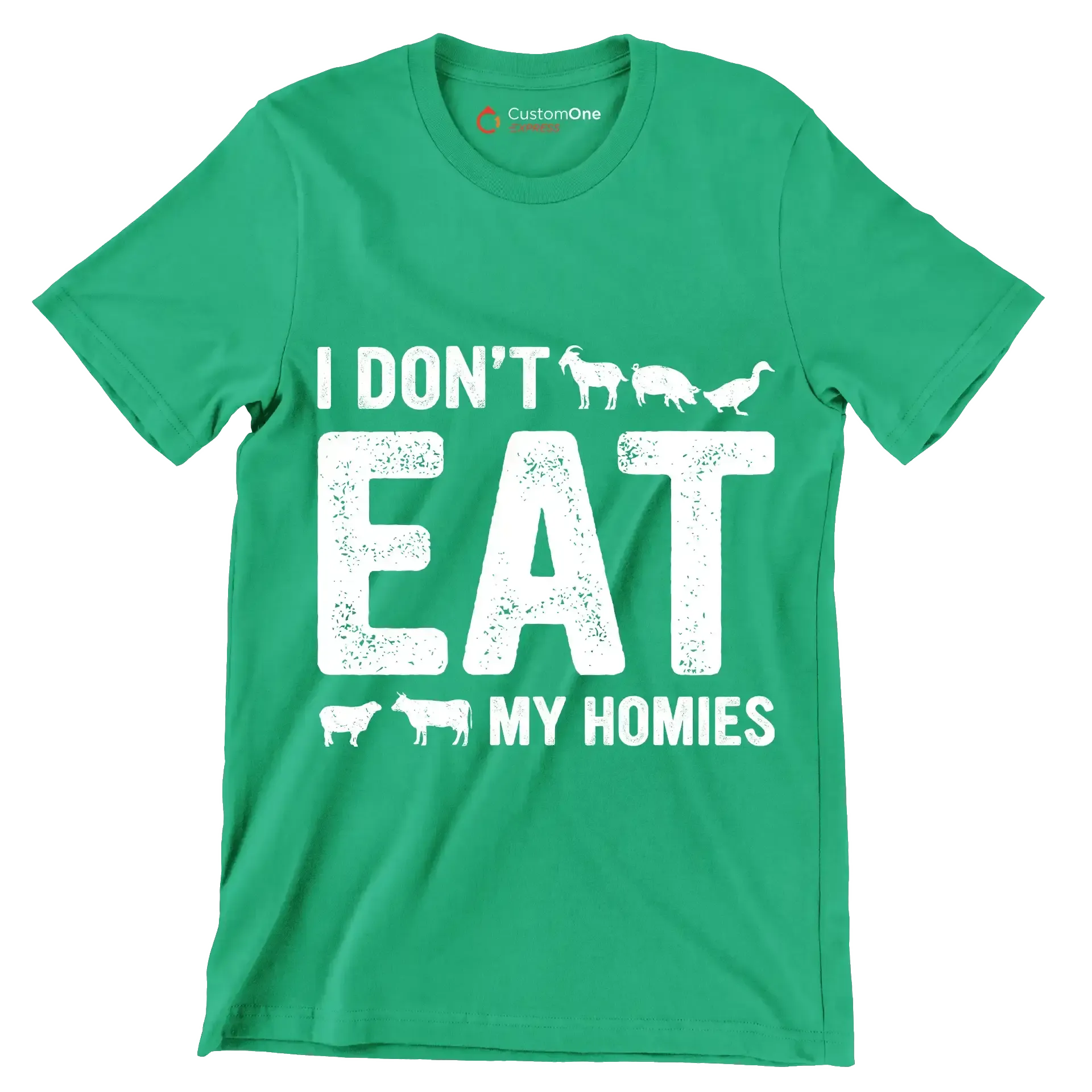 I don't eat my homies - Vegan Themed T-Shirt-Green-S-Custom One Express