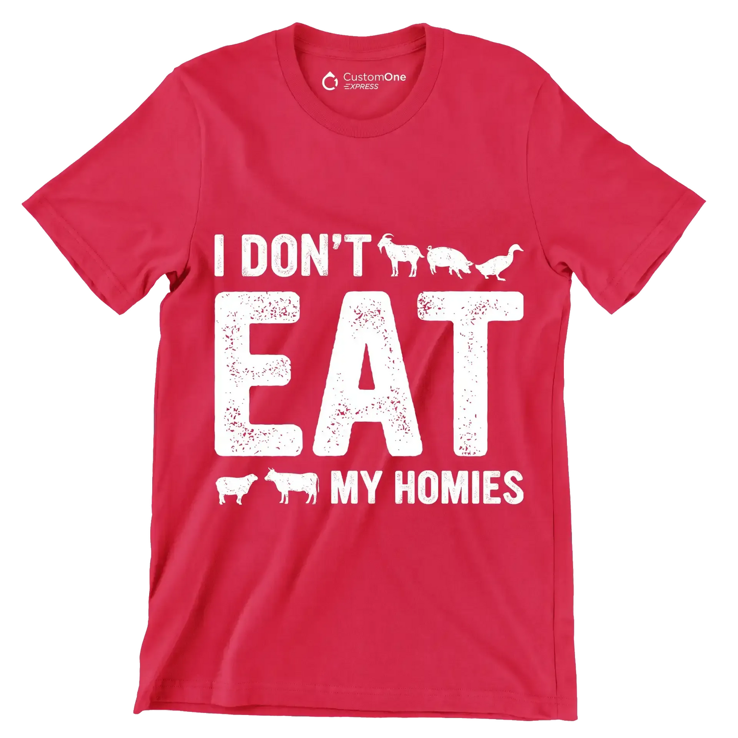 I don't eat my homies - Vegan Themed T-Shirt-Red-S-Custom One Express