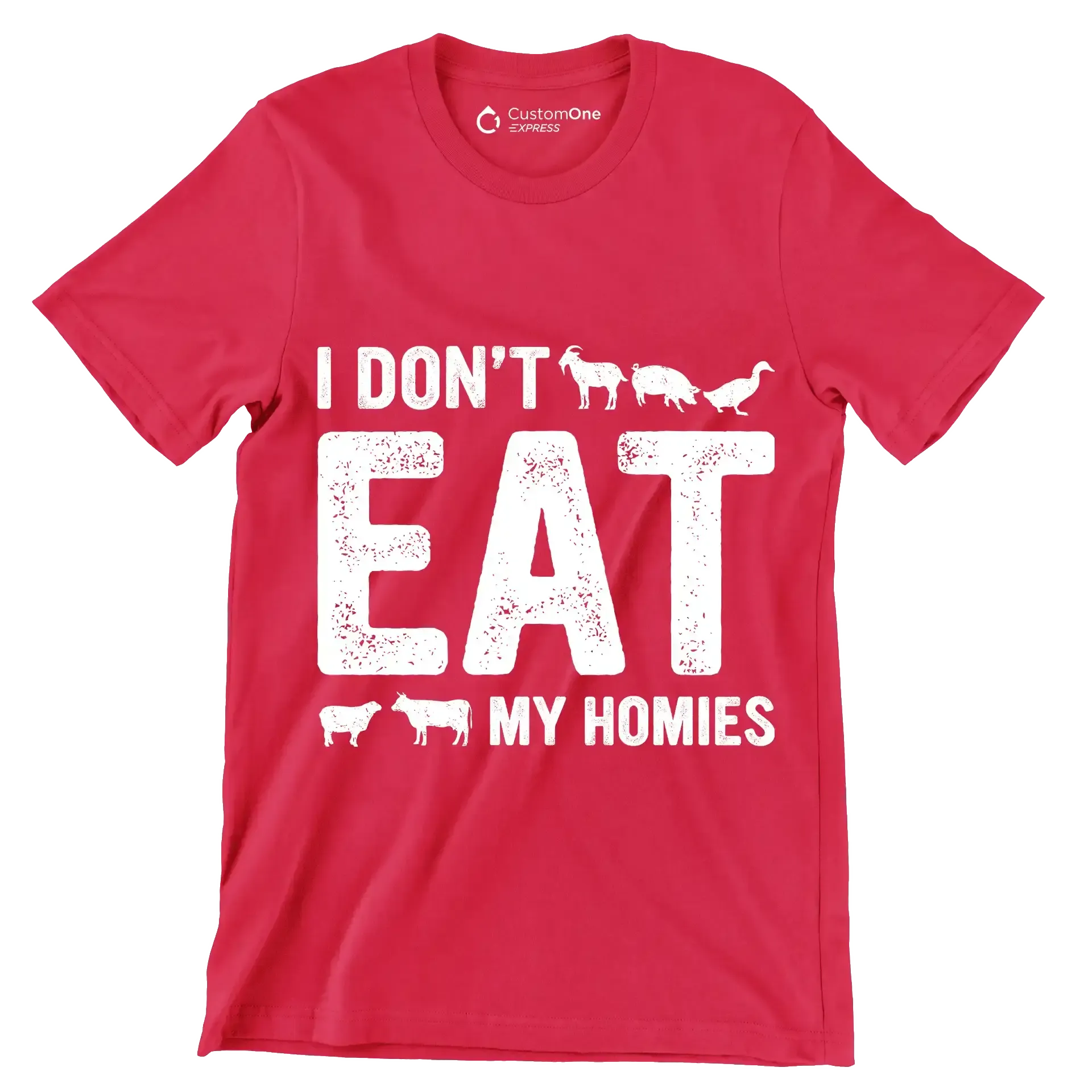 I don't eat my homies - Vegan Themed T-Shirt-Red-S-Custom One Express