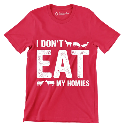 I don't eat my homies - Vegan Themed T-Shirt-Red-S-Custom One Express