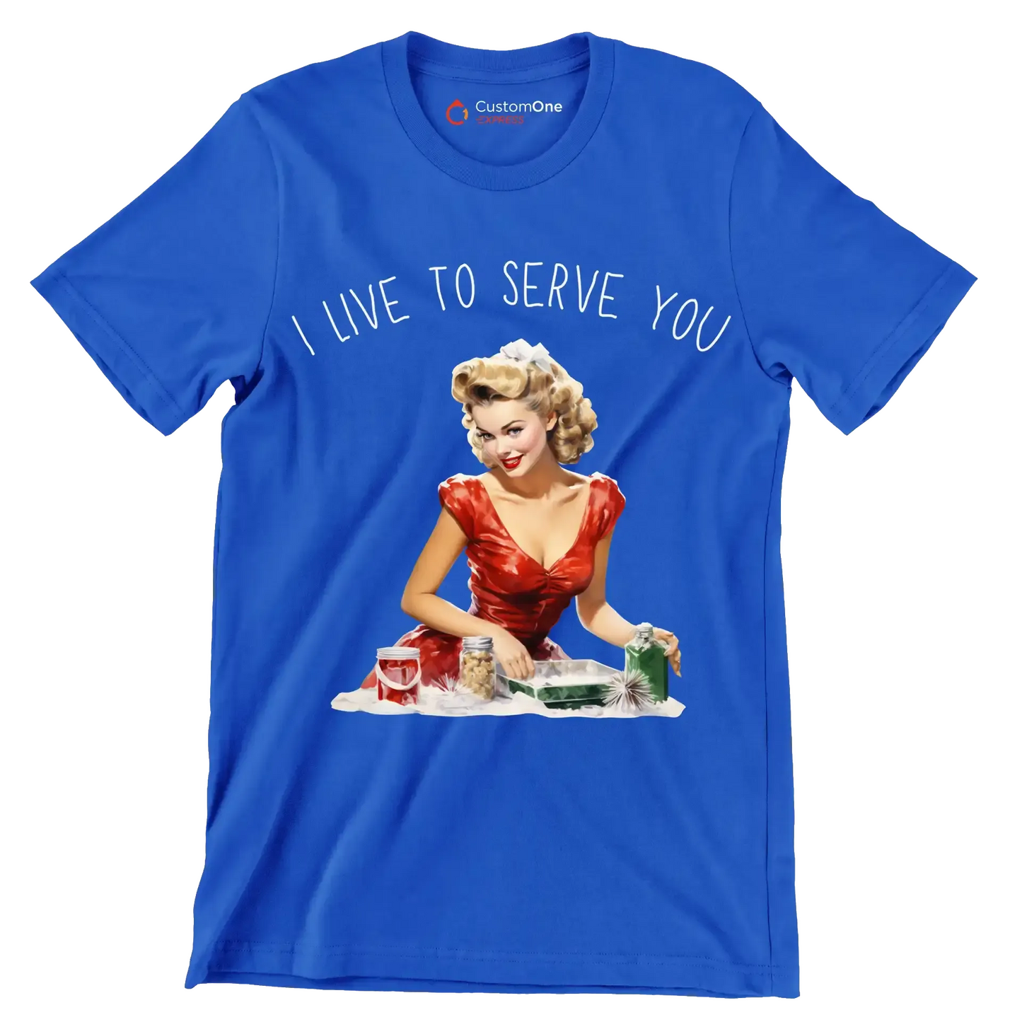 I live to serve you - Retro Themed T-Shirt-Blue-S-Custom One Express