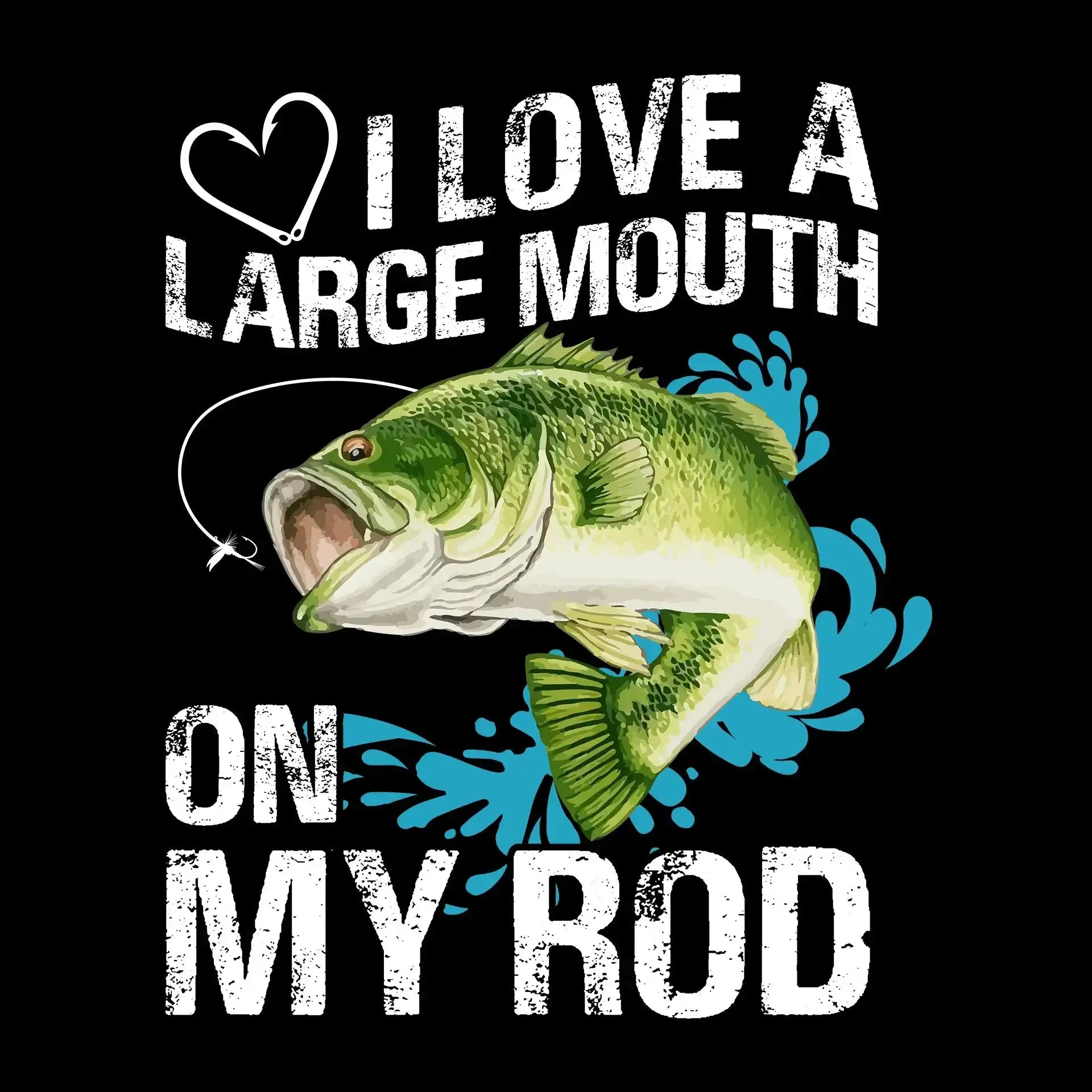 I love a large mouth on my rod - Fishing Themed T-Shirt-Black-S-Custom One Express