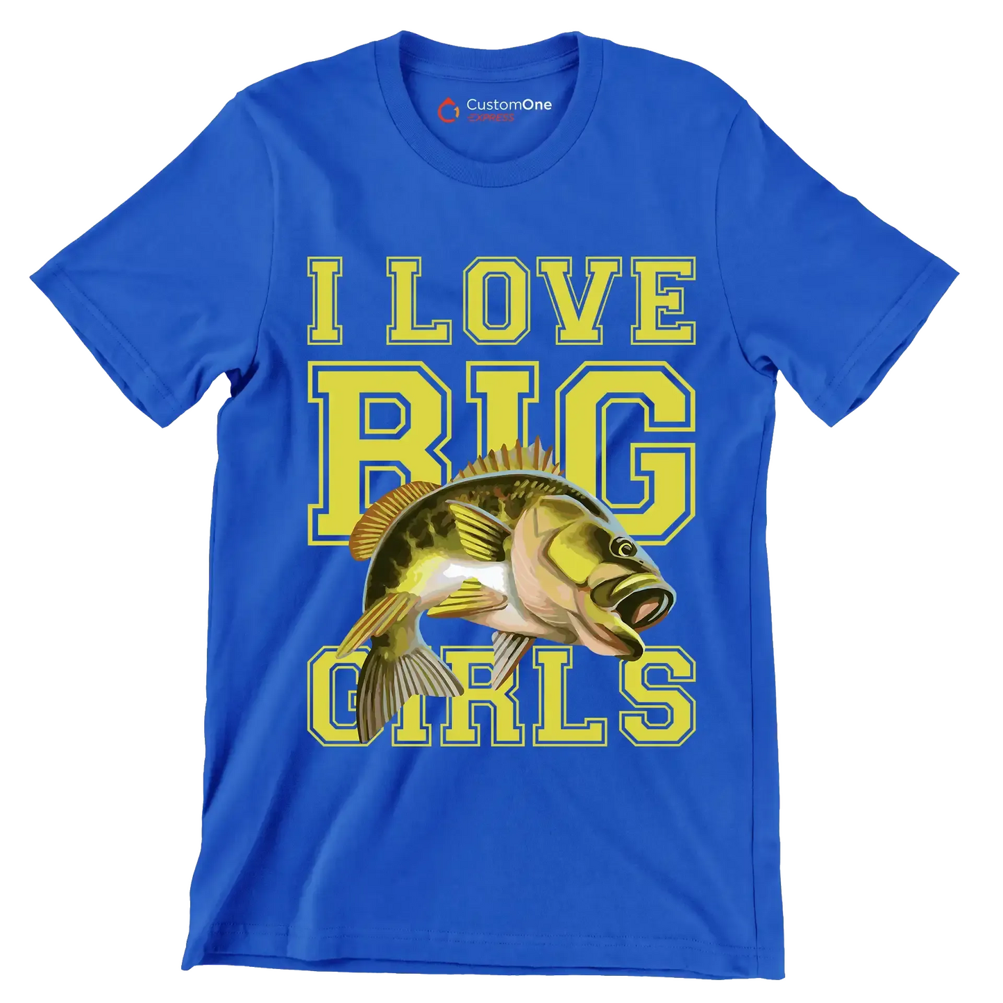 I love big girls - Fishing Themed T-Shirt-Black-S-Custom One Express