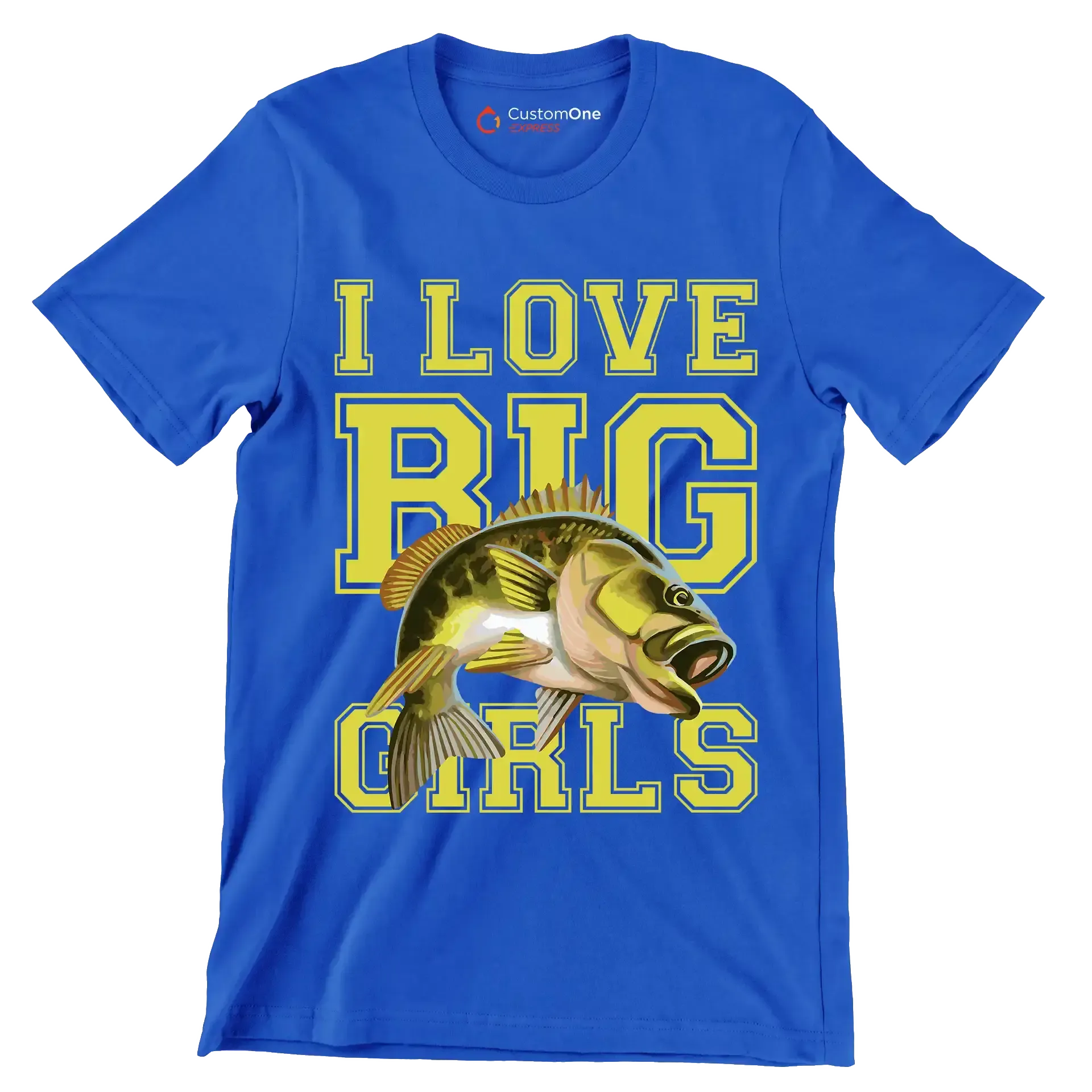 I love big girls - Fishing Themed T-Shirt-Black-S-Custom One Express