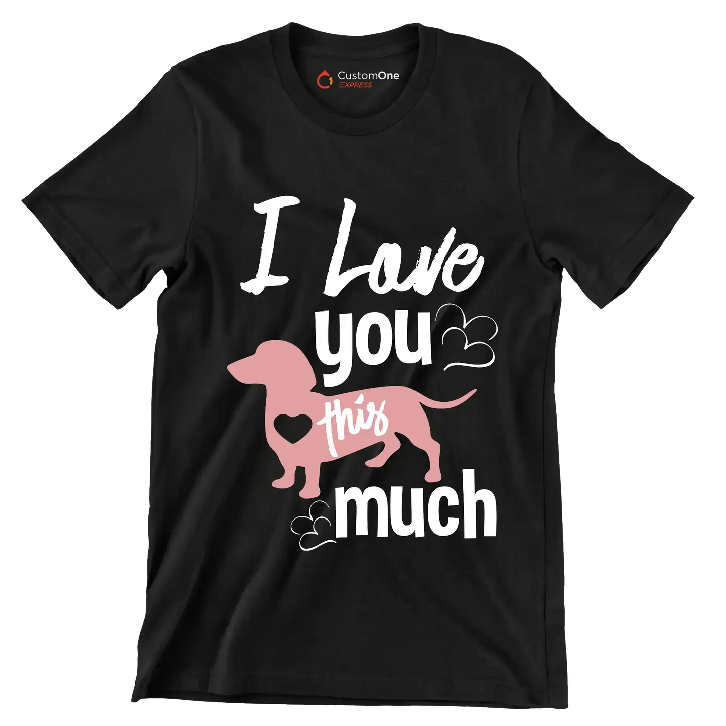 I love you this much - Dog Themed T-Shirt-Black-S-Custom One Express