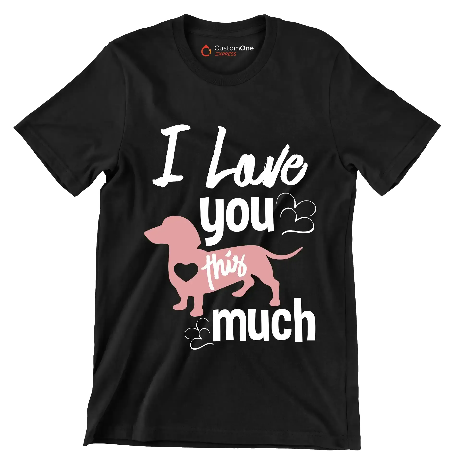 I love you this much - Dog Themed T-Shirt-Black-S-Custom One Express