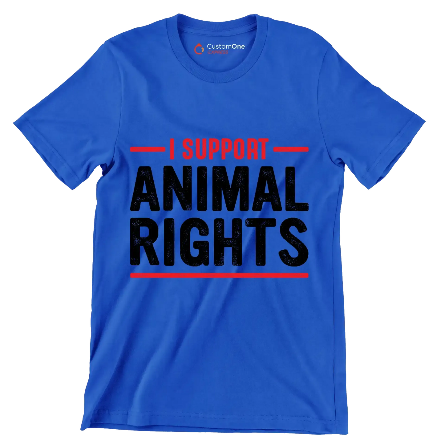I support animal rights - Vegan Themed T-Shirt-Blue-S-Custom One Express