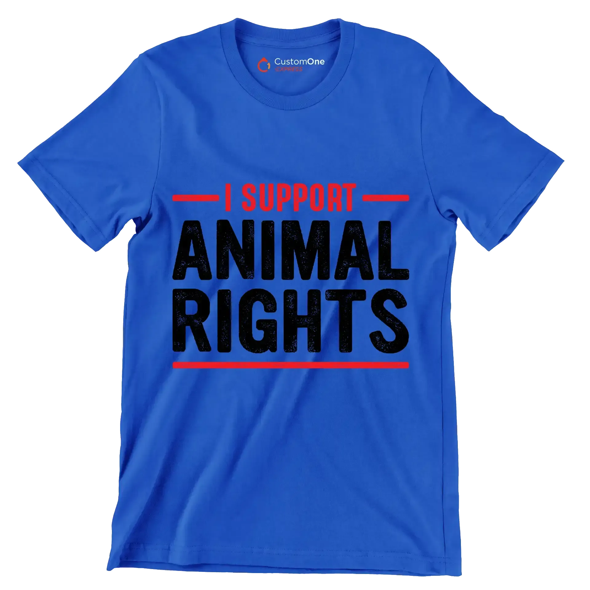 I support animal rights - Vegan Themed T-Shirt-Blue-S-Custom One Express