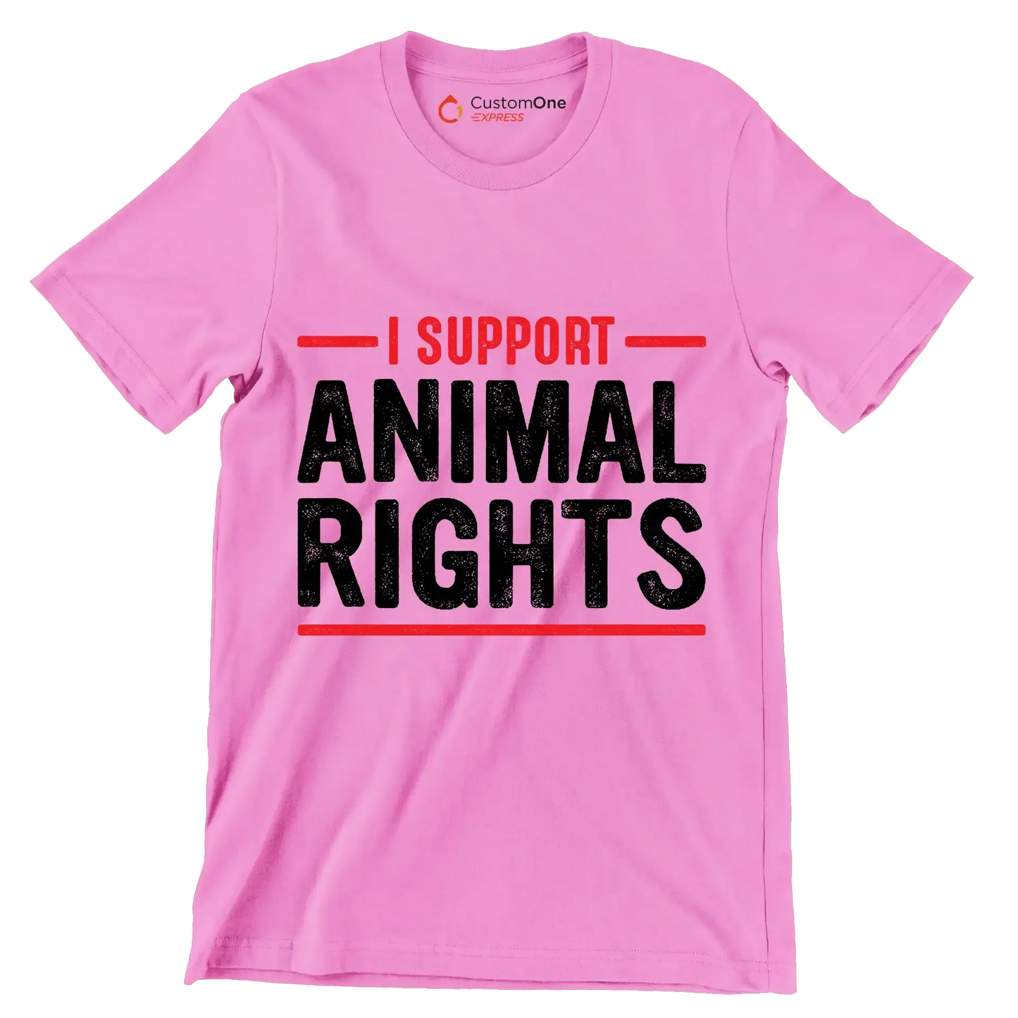 I support animal rights - Vegan Themed T-Shirt-Pink-S-Custom One Express