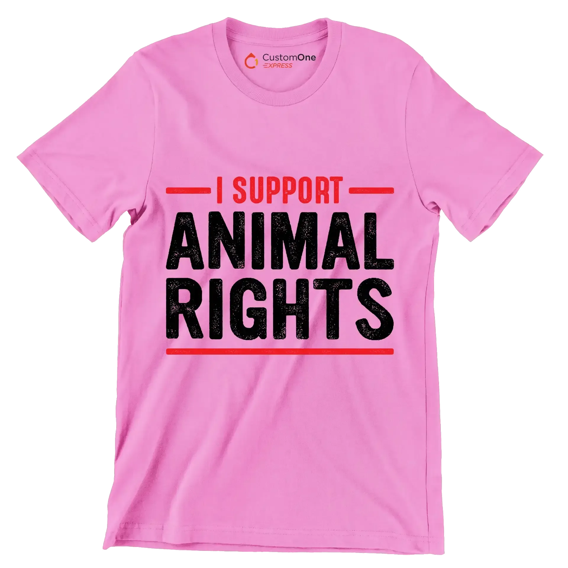 I support animal rights - Vegan Themed T-Shirt-Pink-S-Custom One Express